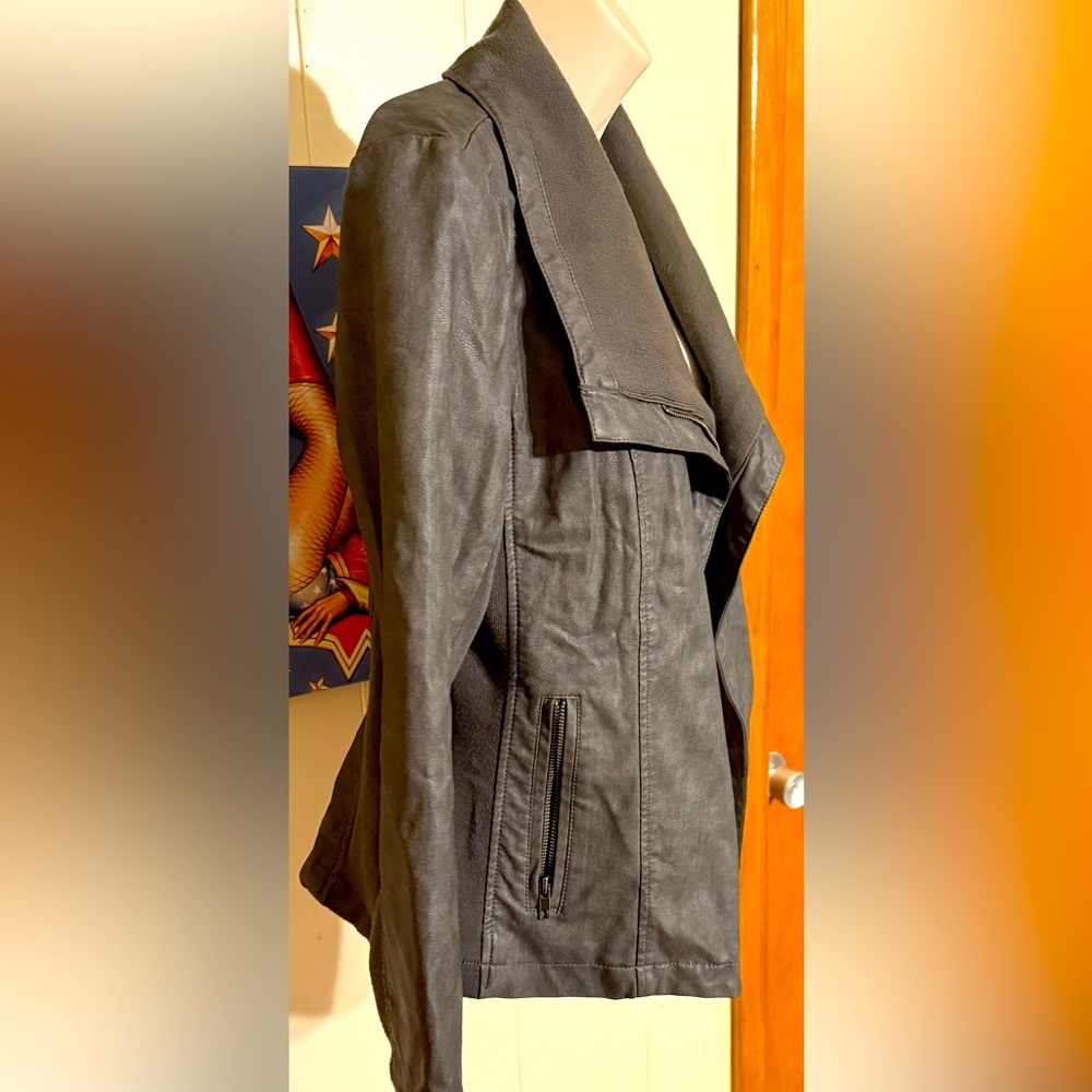 Rich-feeling faux leather biker jacket by Mossimo Sz S.  Dark Gray.